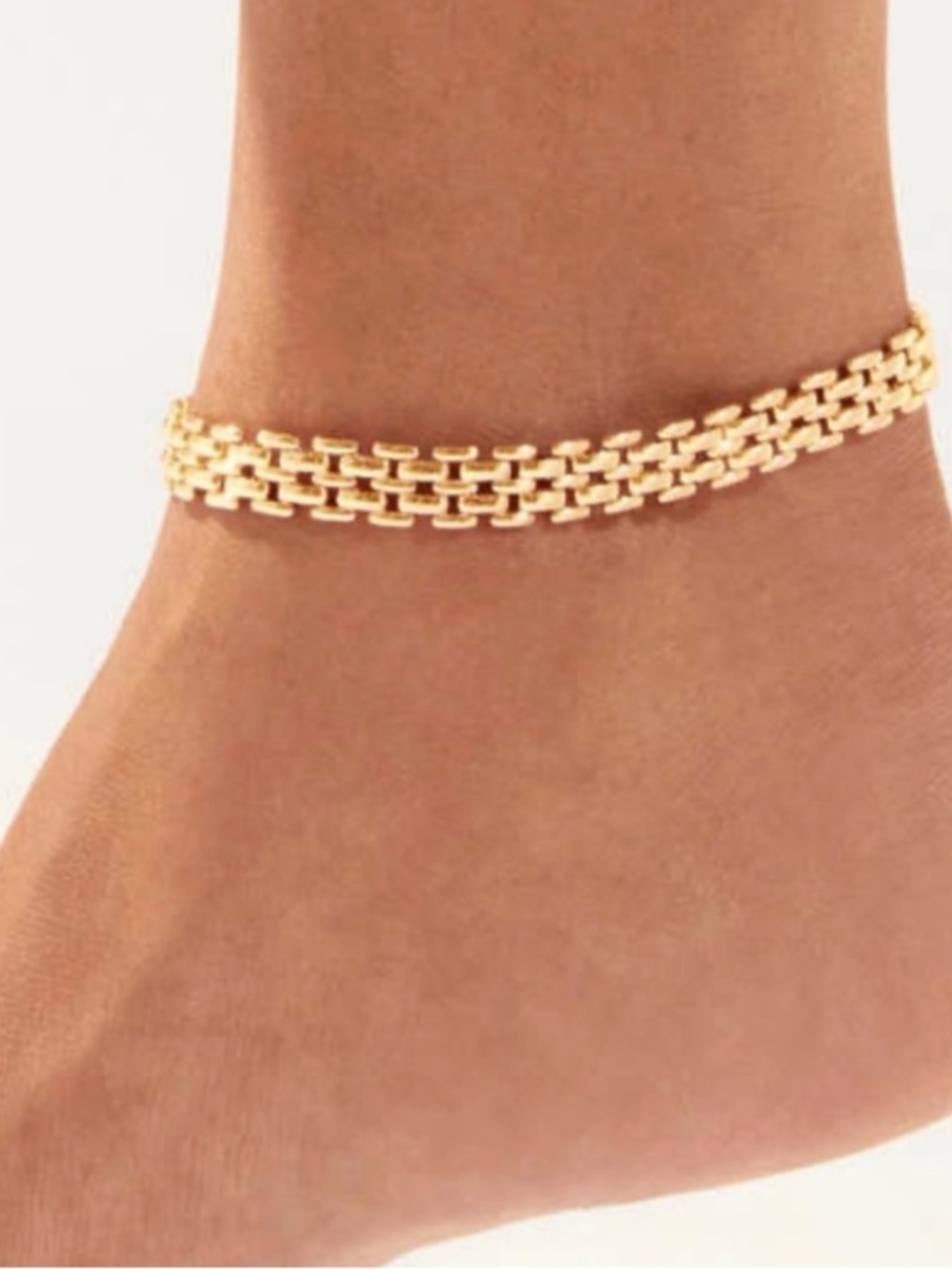 Jenny Bird Gold Dipped Brass Link Anklet 9" with a 1.5" Removable Extender